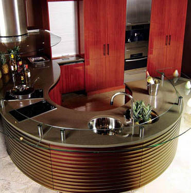 NEFF contemporary circular peninsula bar with holographic paint