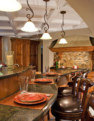 Curvy kitchen island bar that seats 4