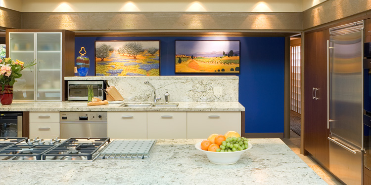 Contemporary kitchen in Vancouver Arthur Erickson house