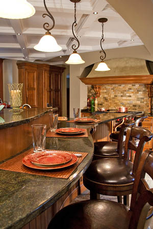 Curvy kitchen island bar that seats 4